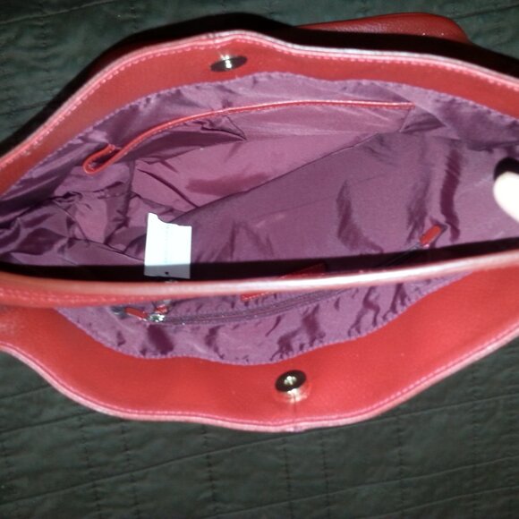 Banana Republic Leather Pebble Hand Bag Top Handle  Purse Red Grain Women - Picture 11 of 15